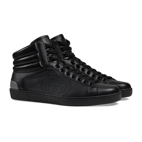 gucci ace high-top black|leather high top sneaker gucci.